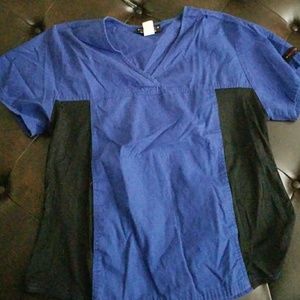 Scrub top used royal blue and black